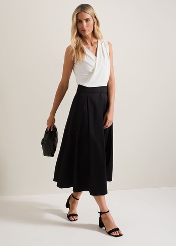 Phase Eight Trinity Pleated Skirts Black Canada | FINTSQ-854